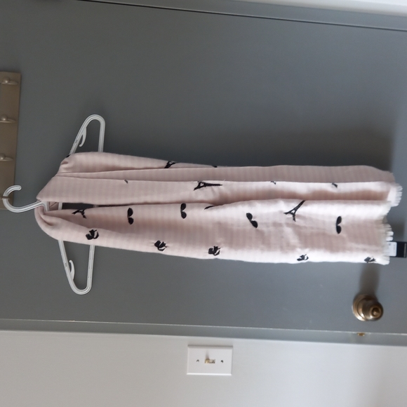 Karl Lagerfeld Accessories - Karl Lagerfield pink and white stripes scarf with black icons